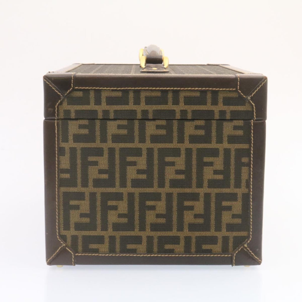 FENDI Zucca Canvas Vanity box Hand Bag Brown fm664A