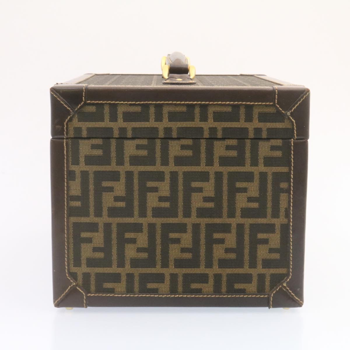 FENDI Zucca Canvas Vanity box Hand Bag Brown fm664A