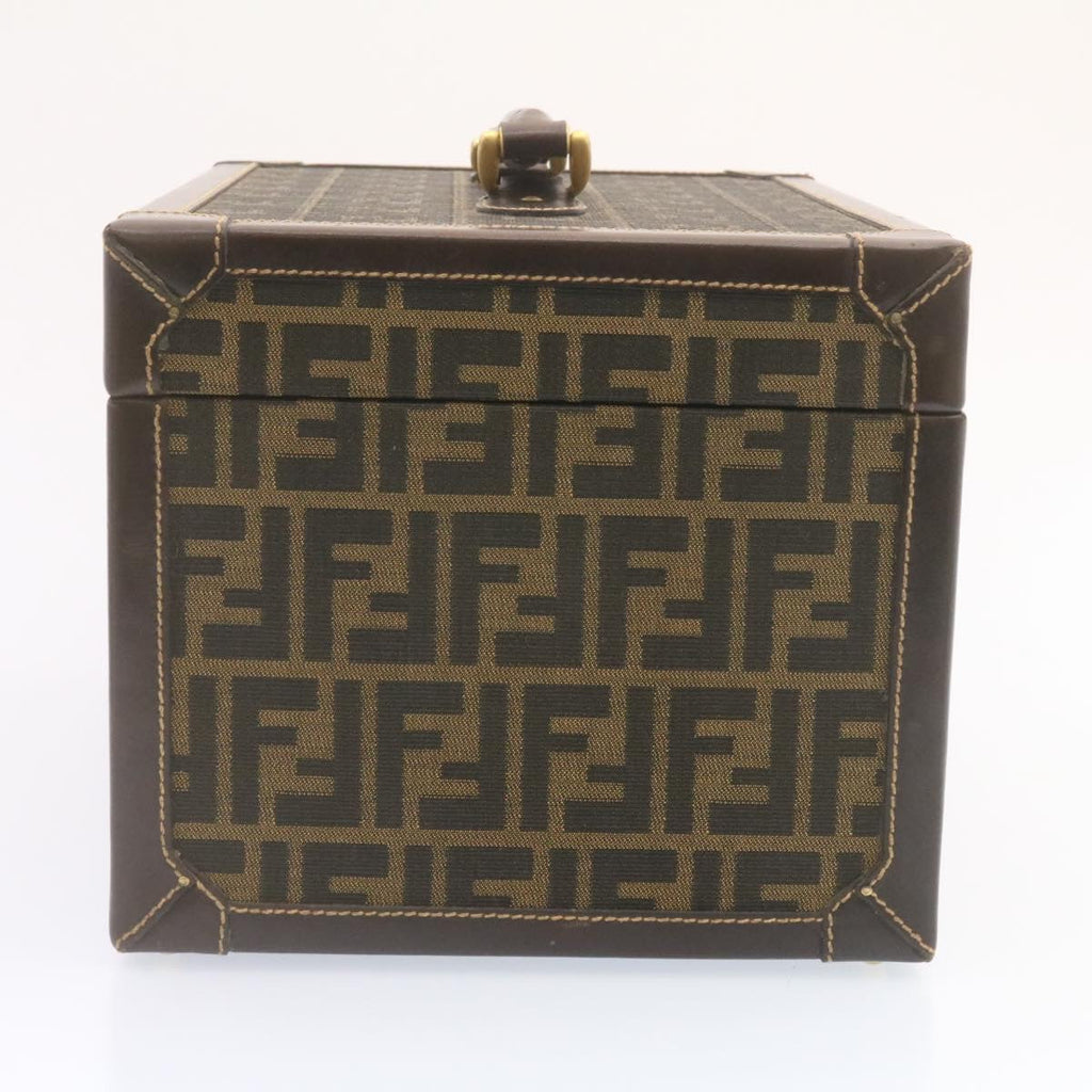 FENDI Zucca Canvas Vanity box Hand Bag Brown fm664A