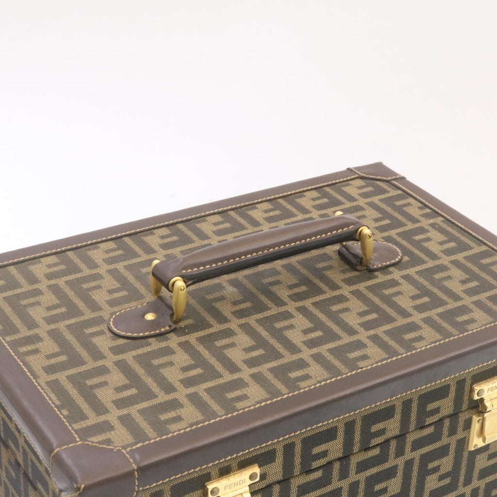FENDI Zucca Canvas Vanity box Hand Bag Brown fm664A