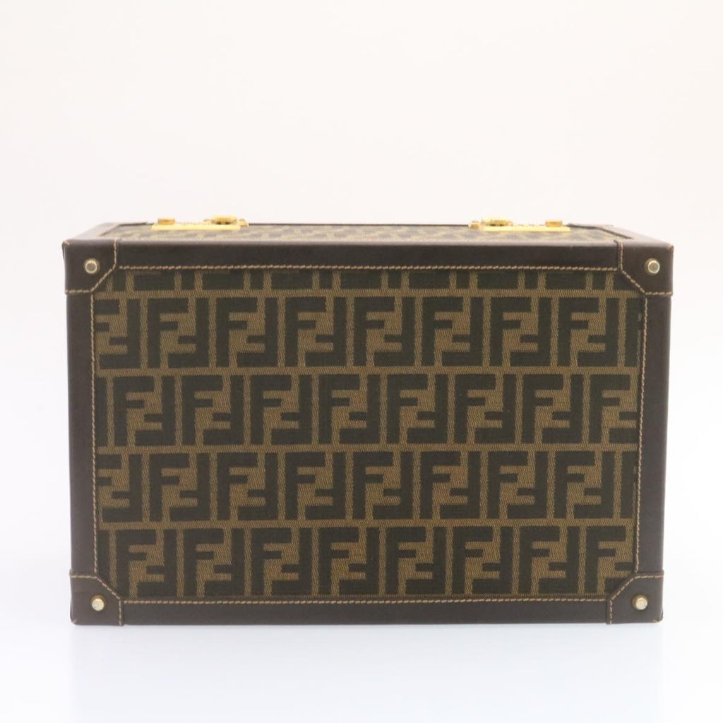 FENDI Zucca Canvas Vanity box Hand Bag Brown fm664A