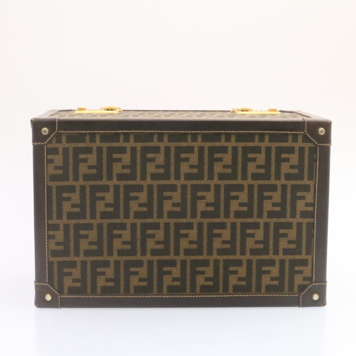 FENDI Zucca Canvas Vanity box Hand Bag Brown fm664A
