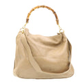 GUCCI Bamboo 2Way Shoulder Bag Hand Bag Leather Brown fm719