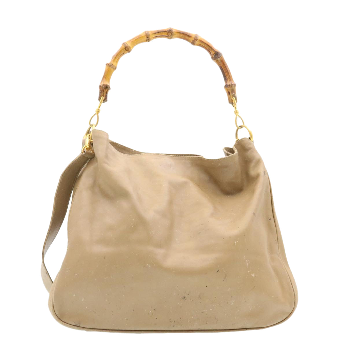 GUCCI Bamboo 2Way Shoulder Bag Hand Bag Leather Brown fm719
