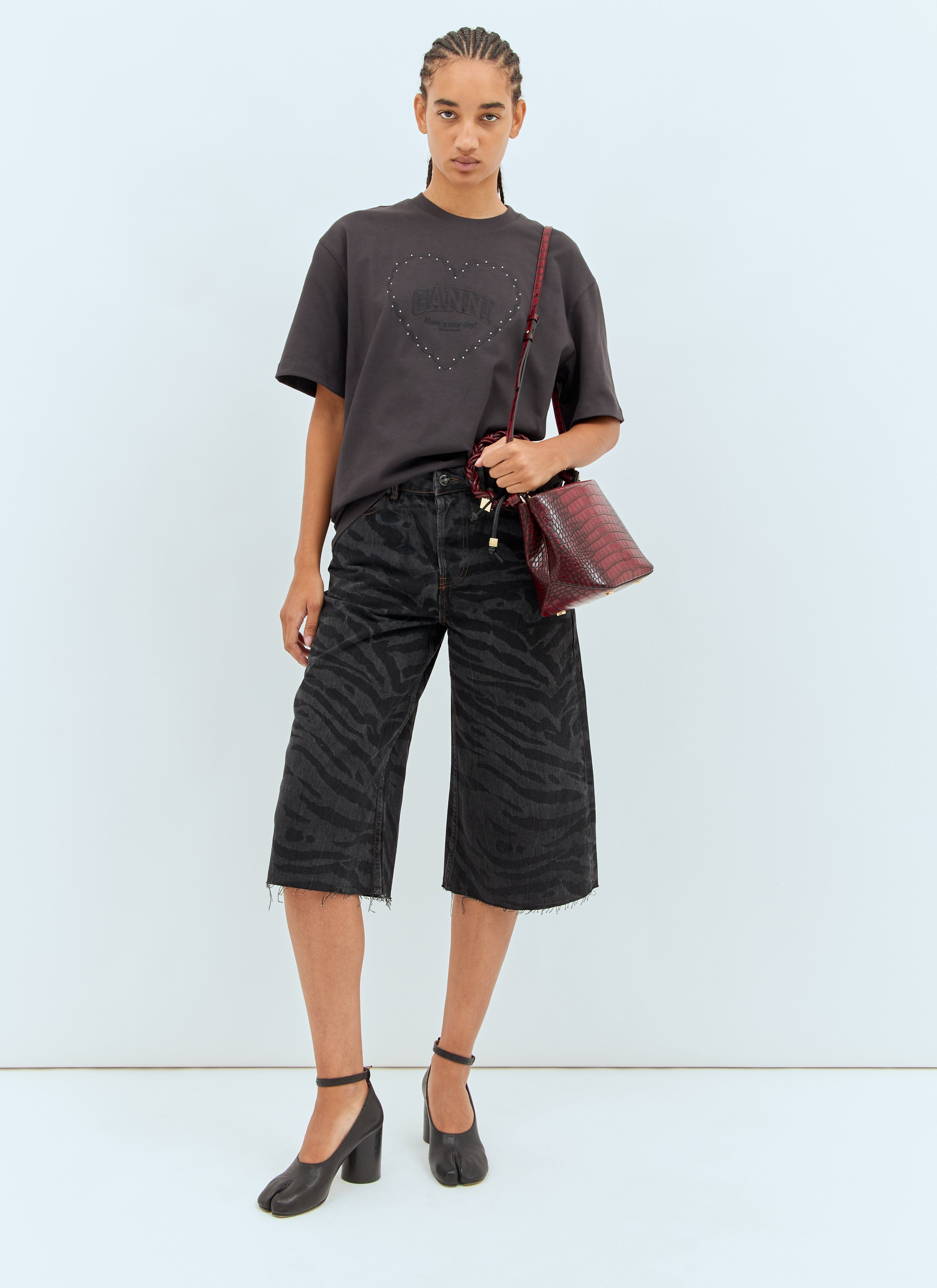 Ganni Women Bou Croc Embossed Bucket Bag