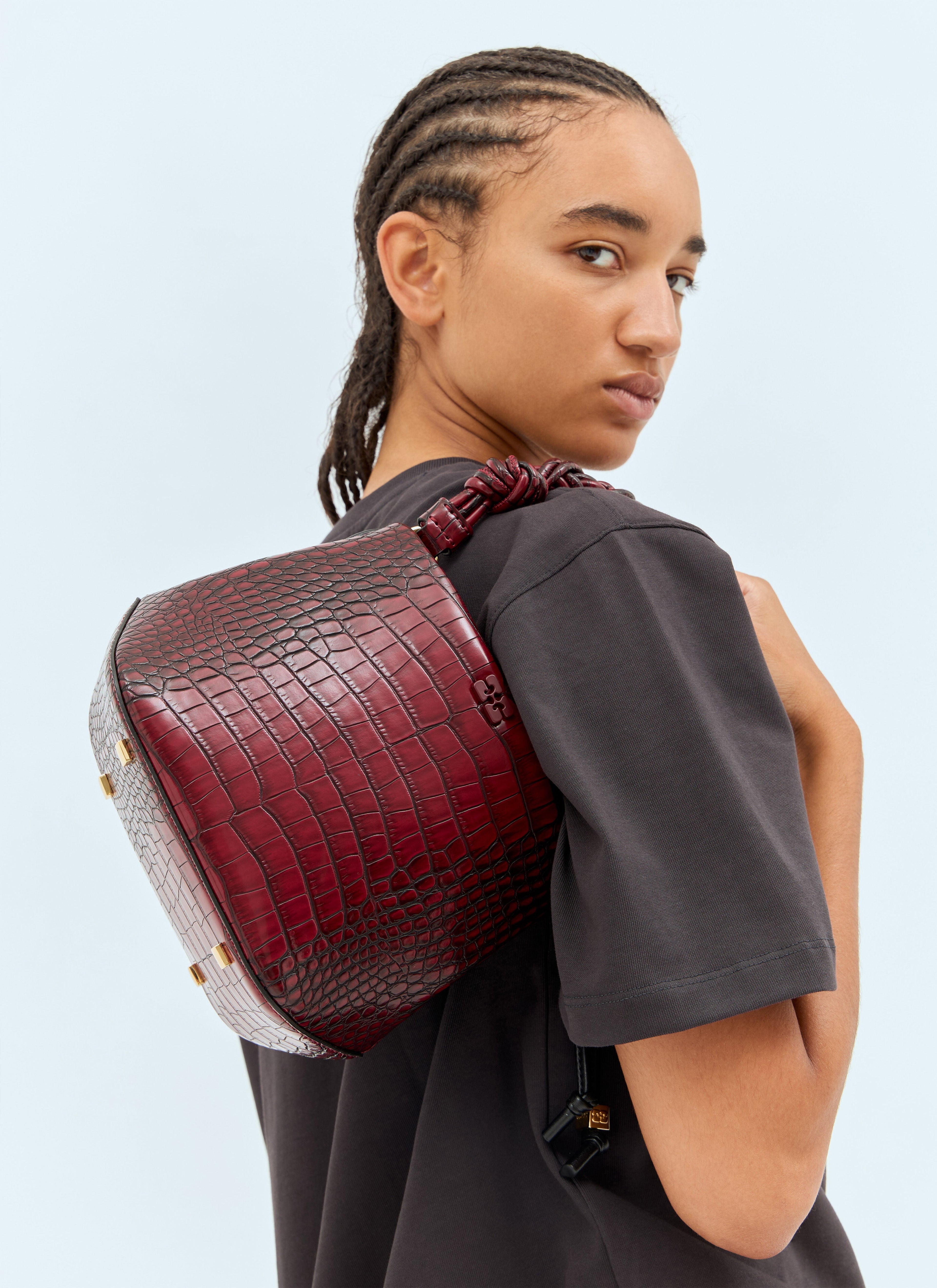 Ganni Women Bou Croc Embossed Bucket Bag