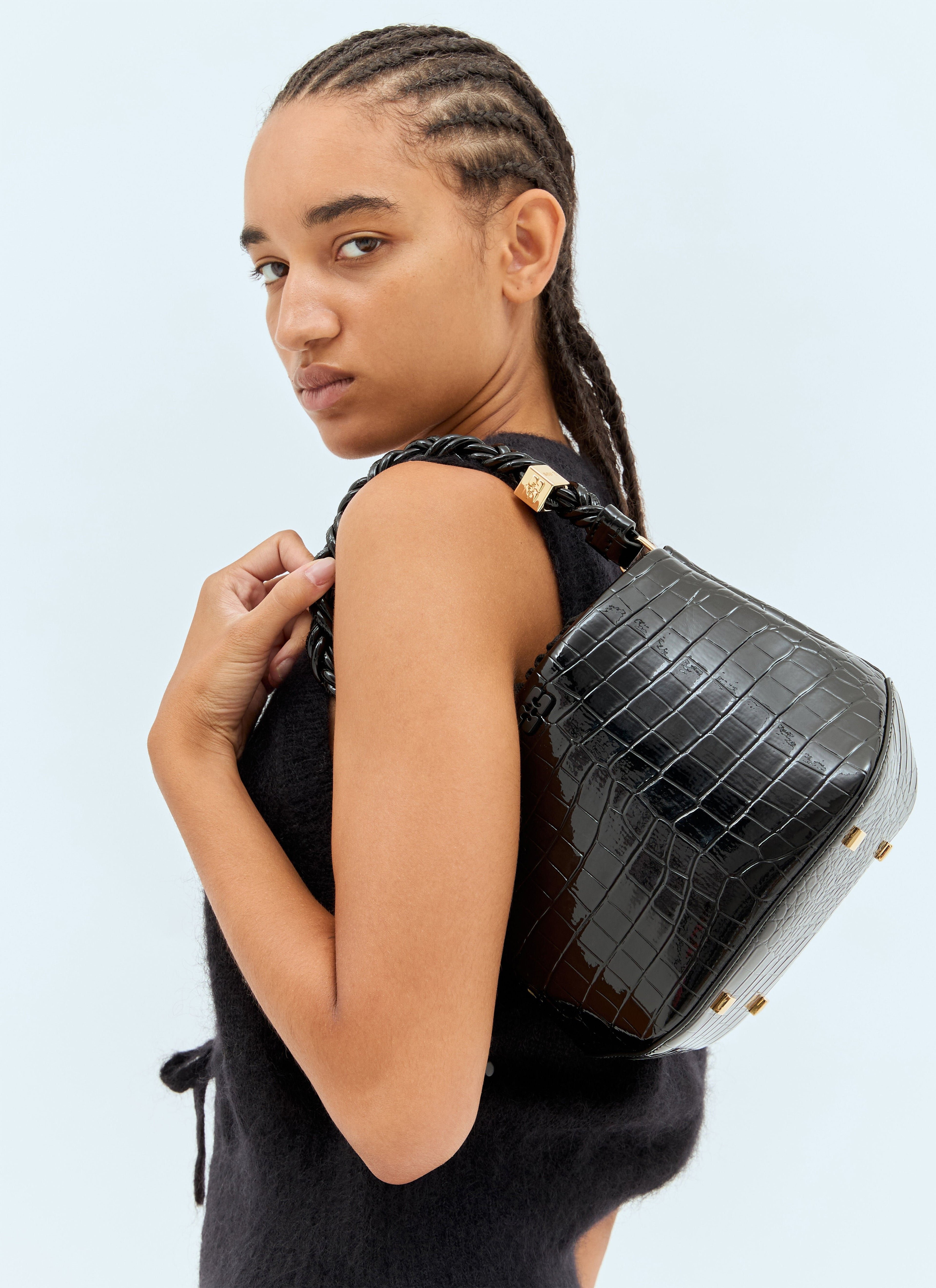 Ganni Women Bou Croc Embossed Bucket Bag