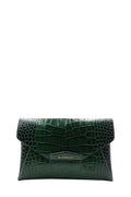 Crocodile Embossed Antigona Envelope Clutch Green
