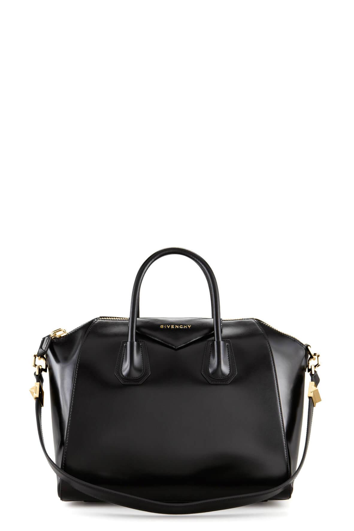 Medium Antigona Black in Glossy Leather