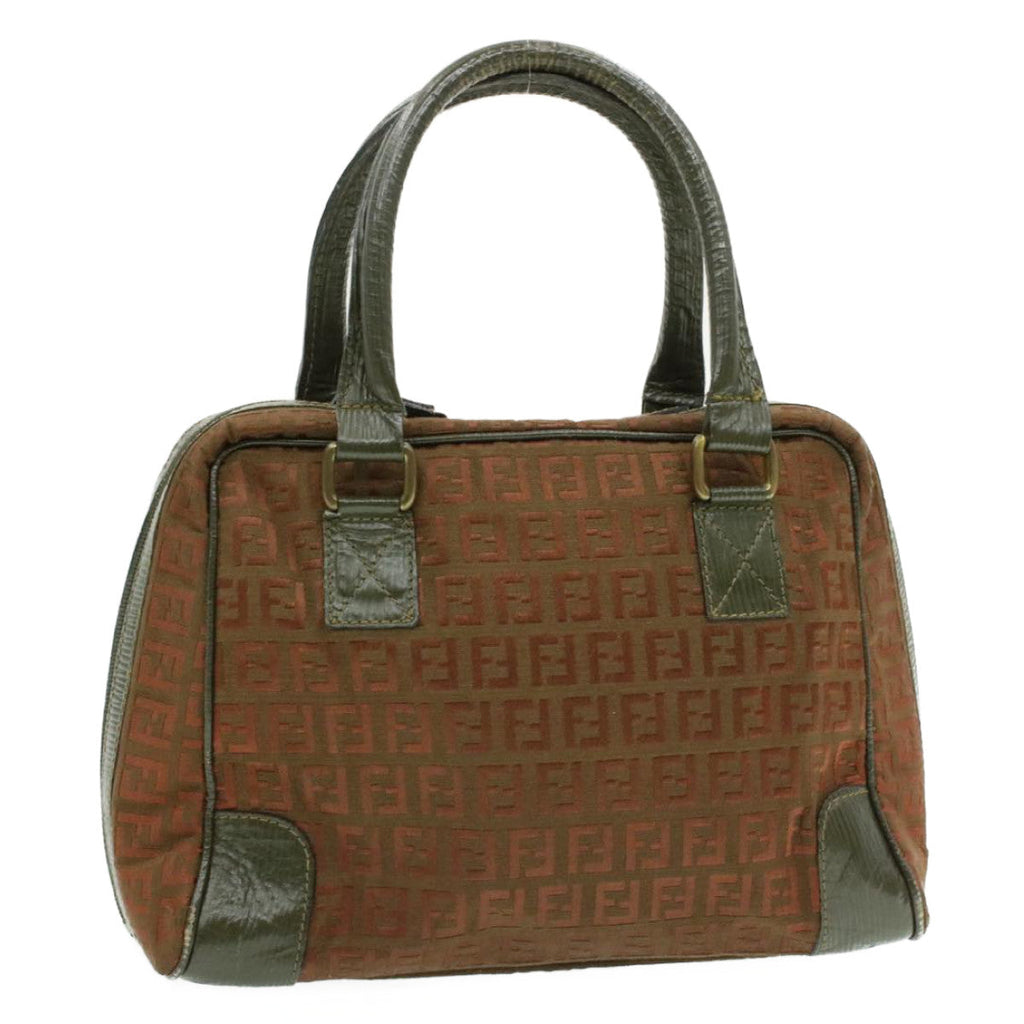 FENDI Zucchino Canvas Hand Bag Brown am060g