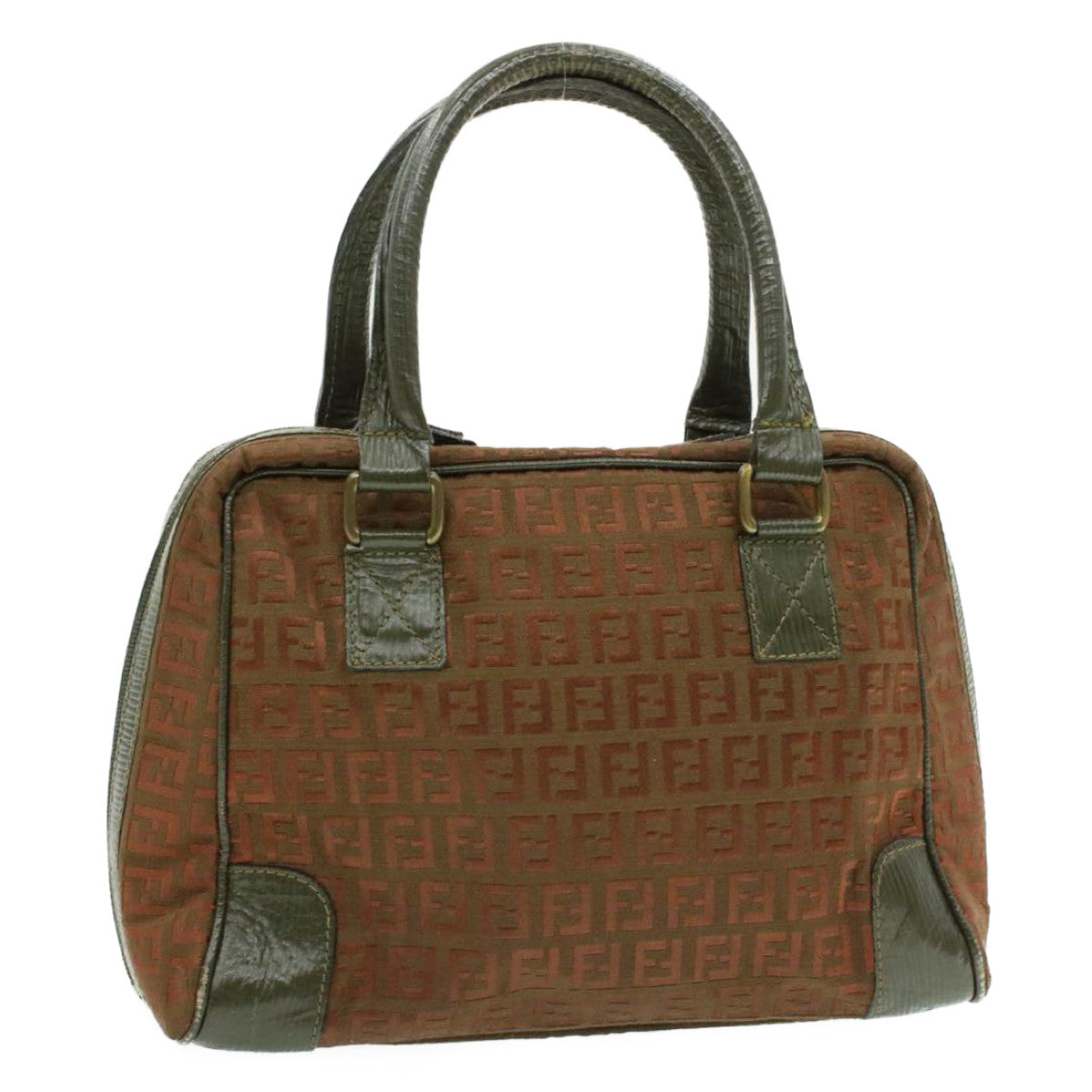 FENDI Zucchino Canvas Hand Bag Brown am060g