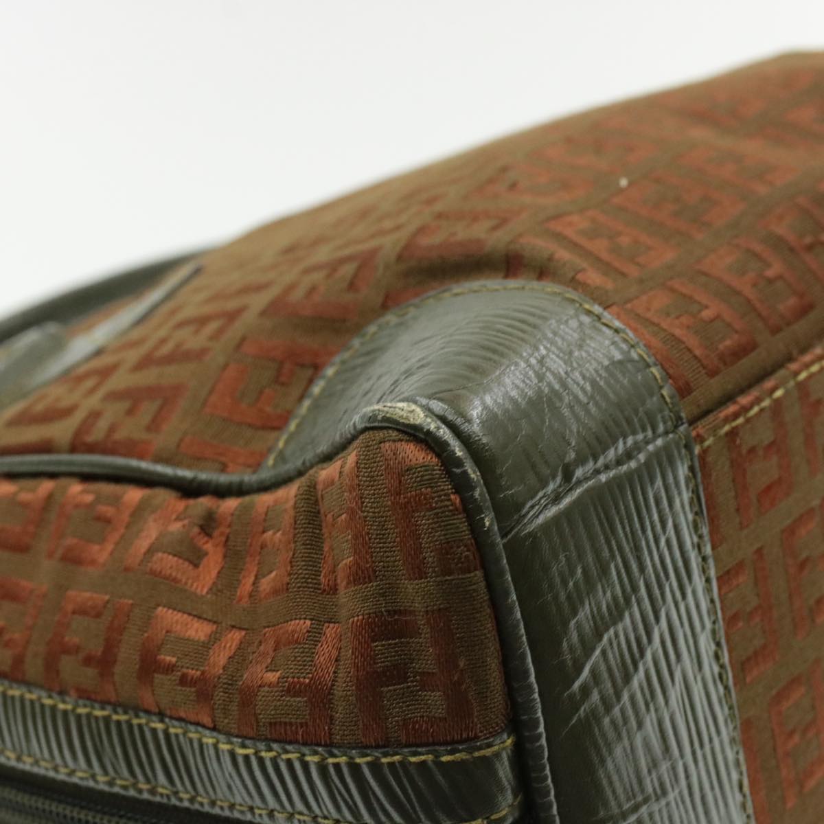 FENDI Zucchino Canvas Hand Bag Brown am060g