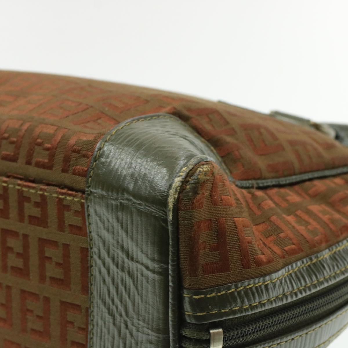 FENDI Zucchino Canvas Hand Bag Brown am060g