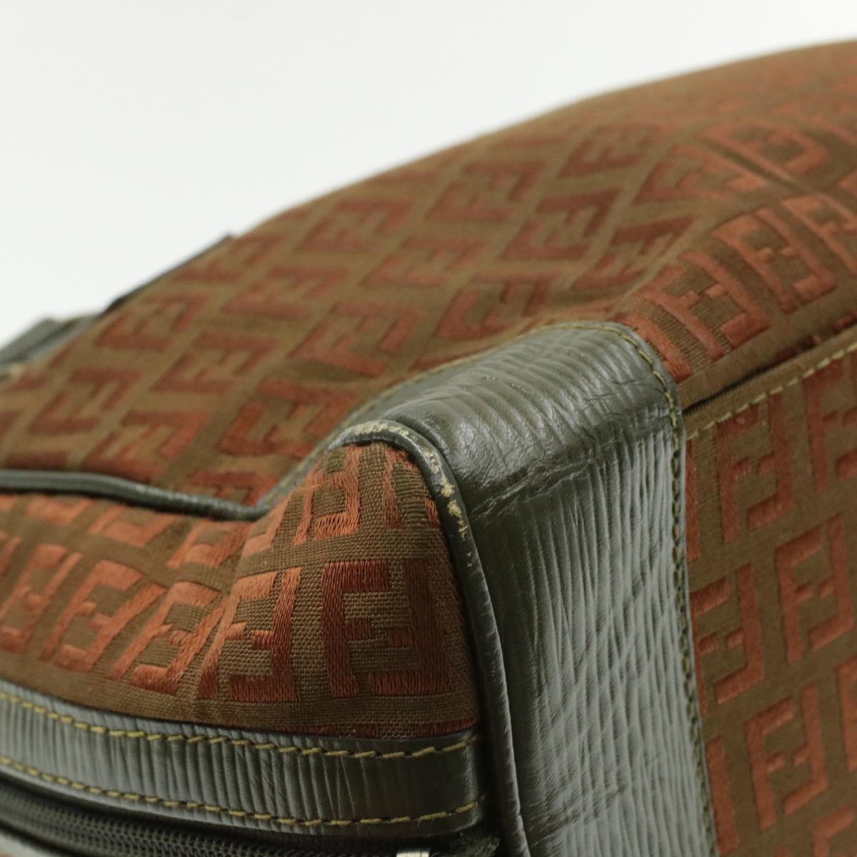 FENDI Zucchino Canvas Hand Bag Brown am060g