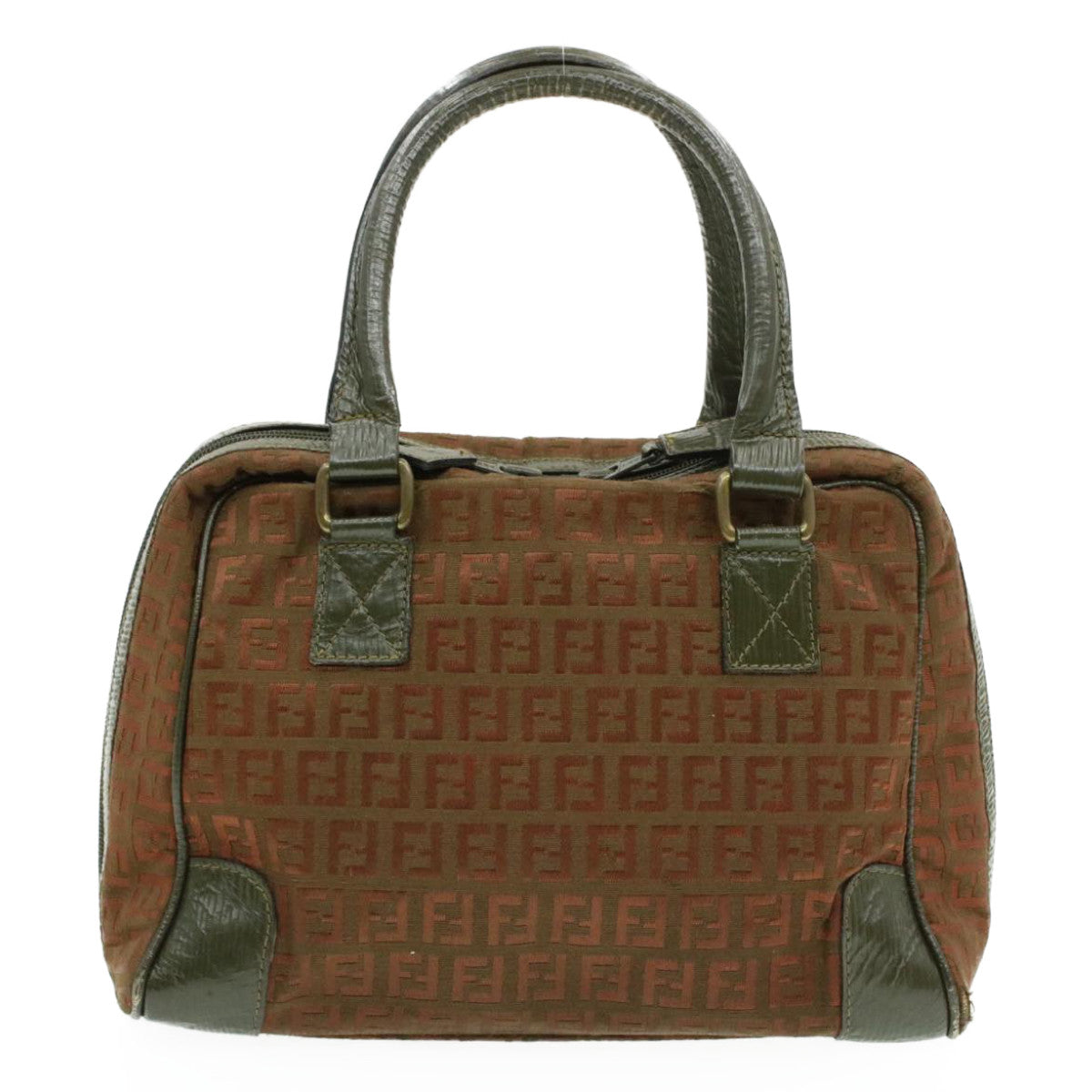 FENDI Zucchino Canvas Hand Bag Brown am060g