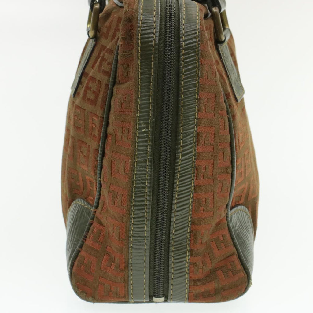 FENDI Zucchino Canvas Hand Bag Brown am060g