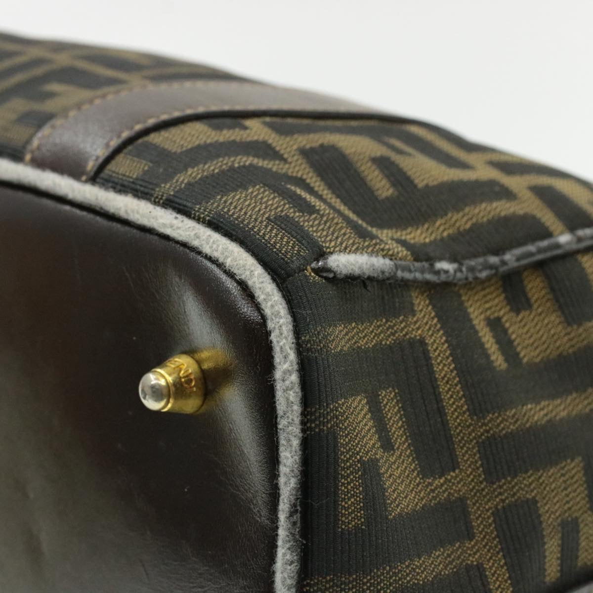 FENDI Zucca Canvas Hand Bag Black Brown am092g