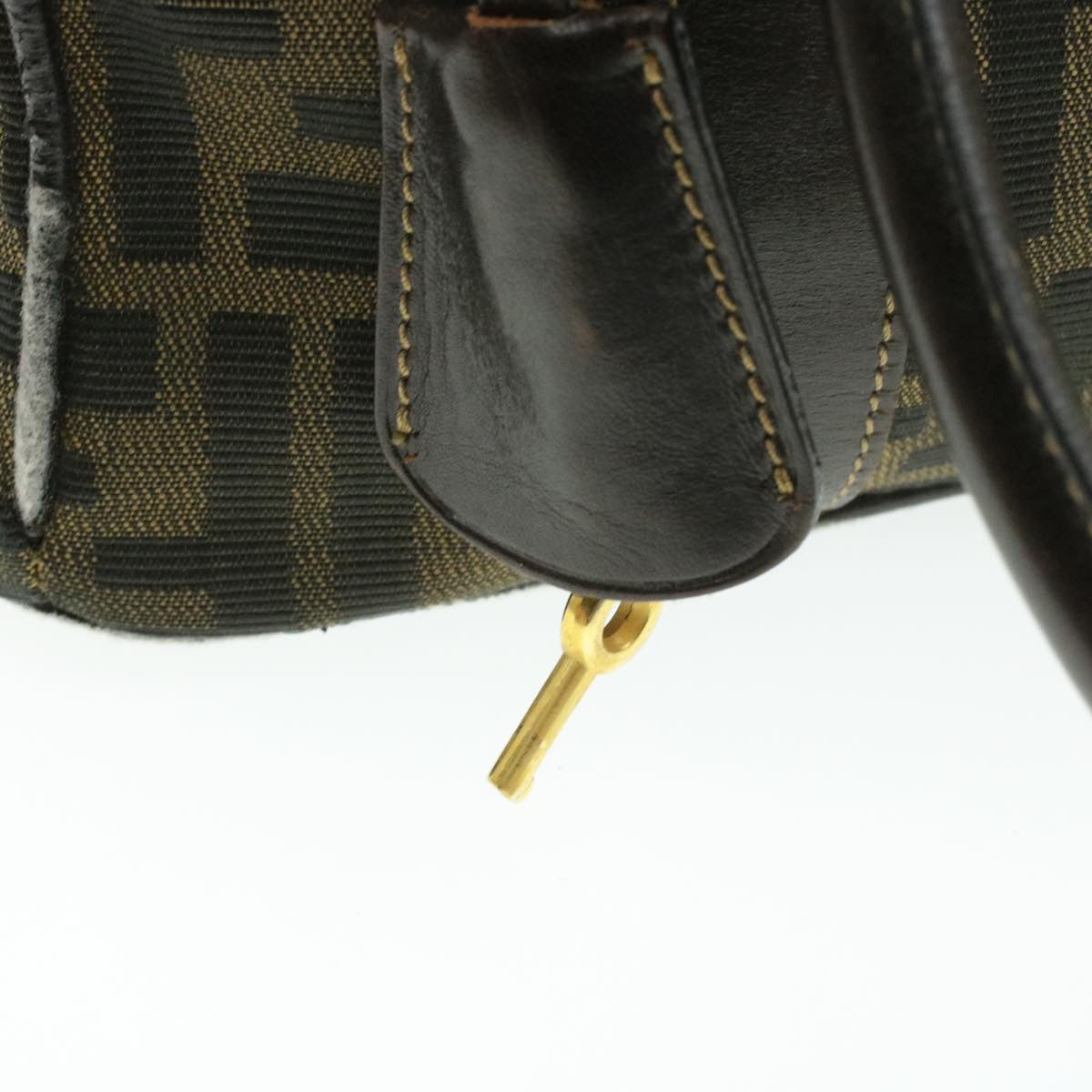 FENDI Zucca Canvas Hand Bag Black Brown am092g