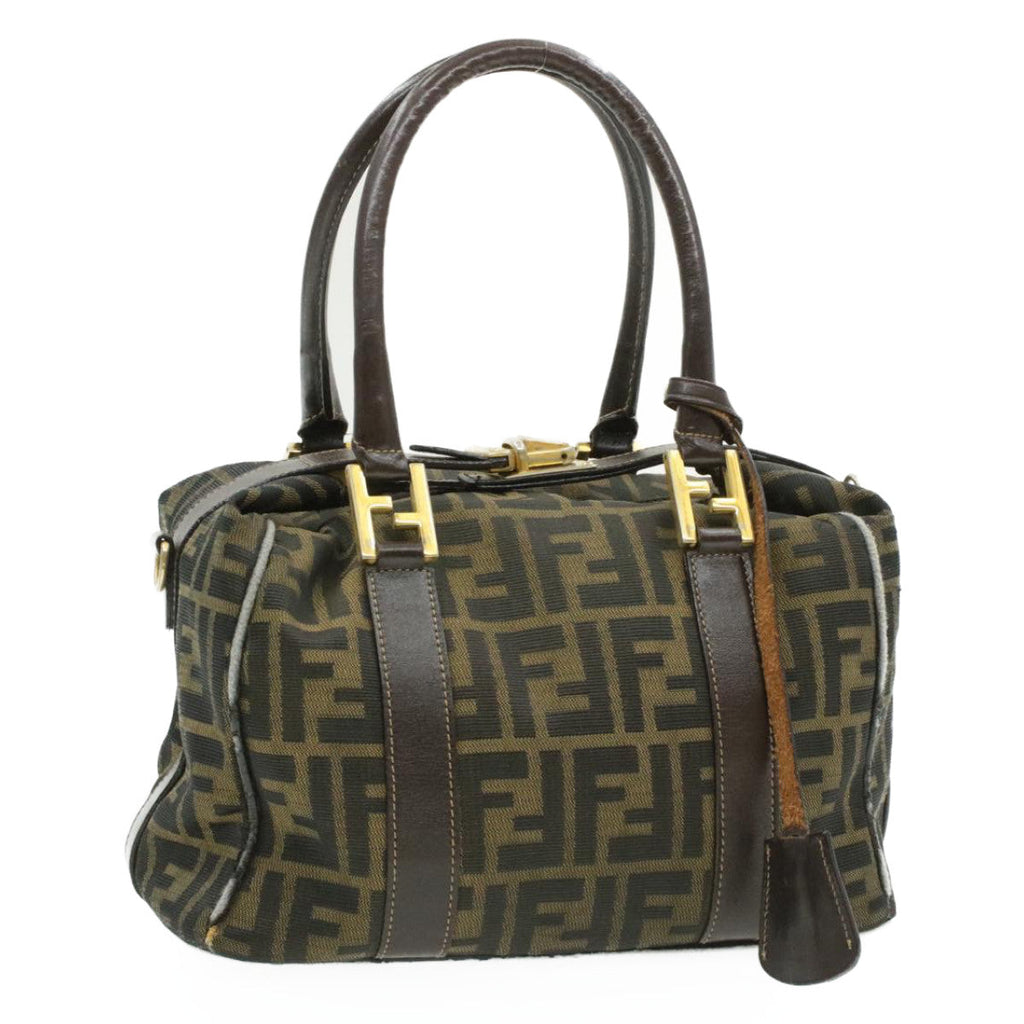 FENDI Zucca Canvas Hand Bag Black Brown am092g