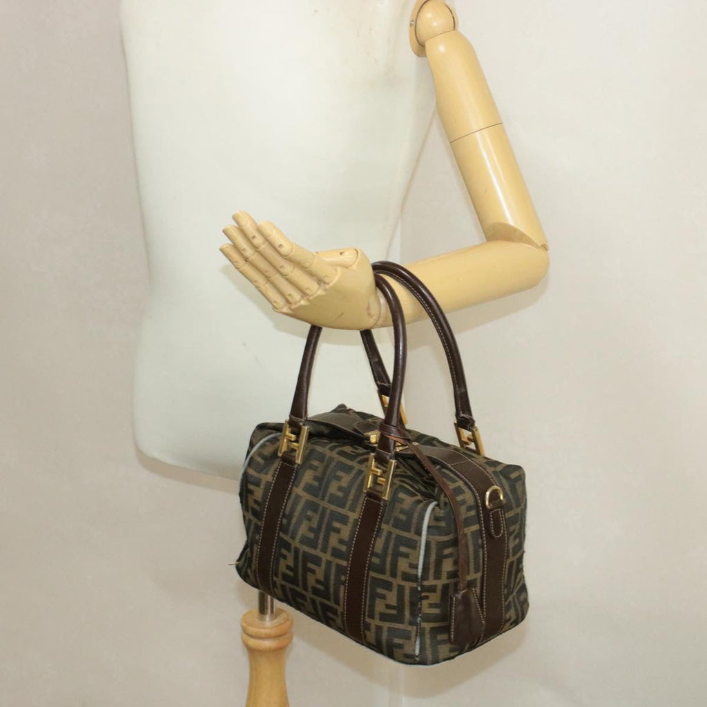 FENDI Zucca Canvas Hand Bag Black Brown am092g