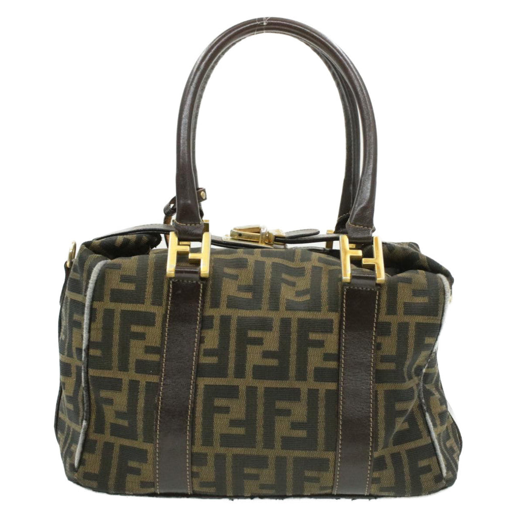 FENDI Zucca Canvas Hand Bag Black Brown am092g