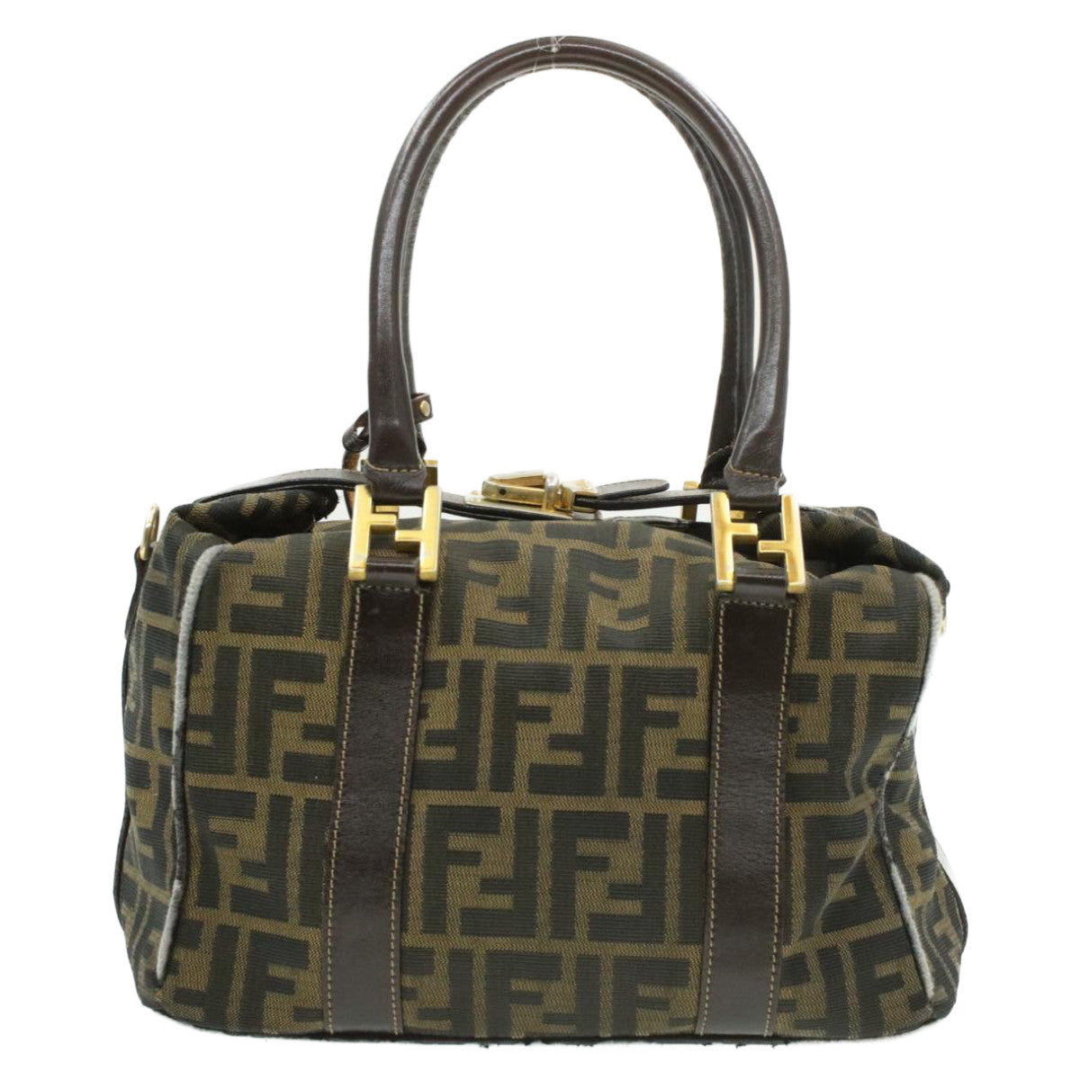 FENDI Zucca Canvas Hand Bag Black Brown am092g