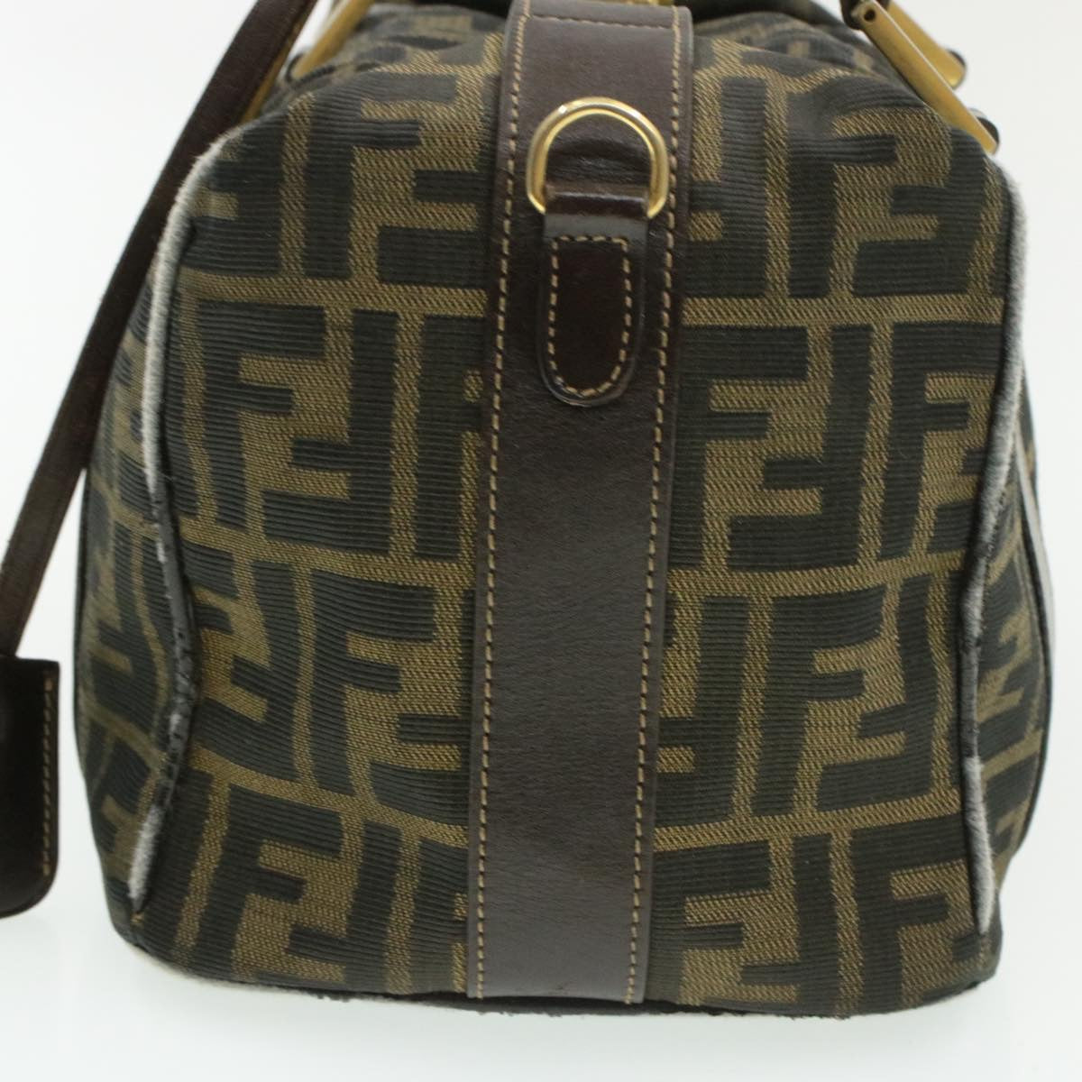 FENDI Zucca Canvas Hand Bag Black Brown  am092g