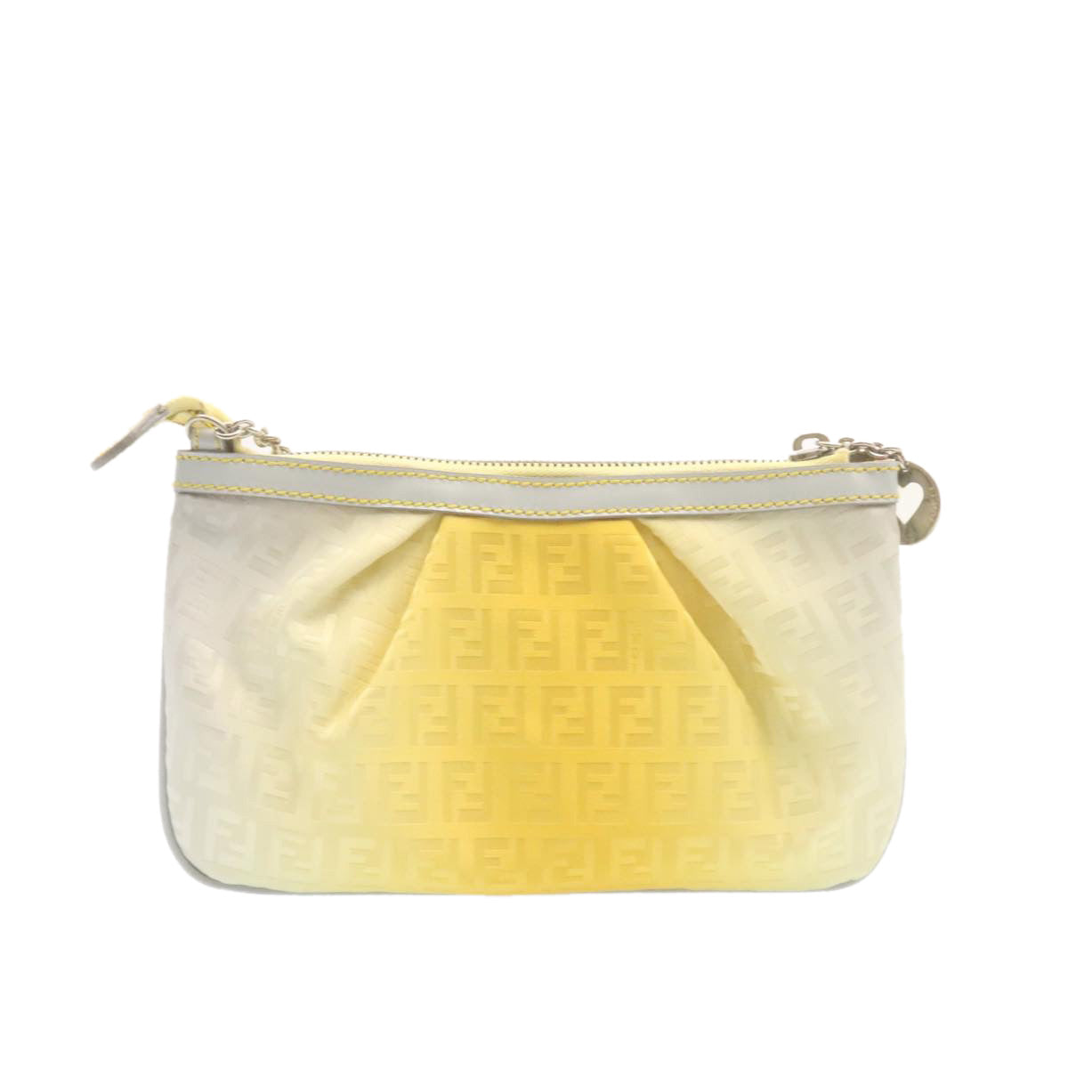 FENDI Zucchino Canvas Chain accessories Pouch Nylon Yellow am1038g