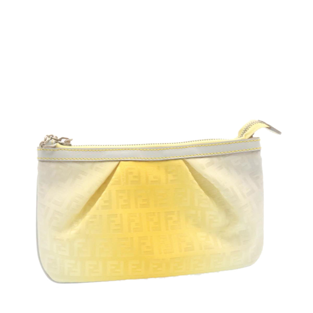 FENDI Zucchino Canvas Chain accessories Pouch Nylon Yellow am1038g