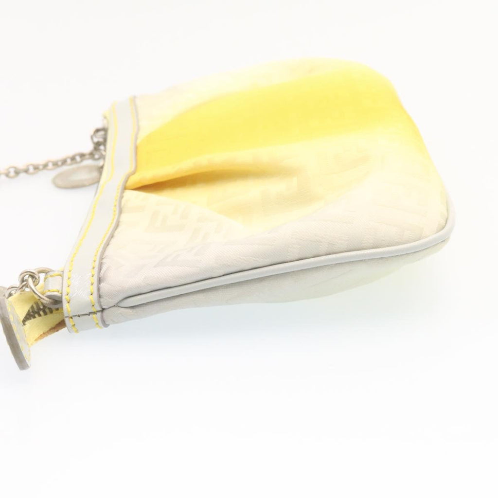 FENDI Zucchino Canvas Chain accessories Pouch Nylon Yellow am1038g
