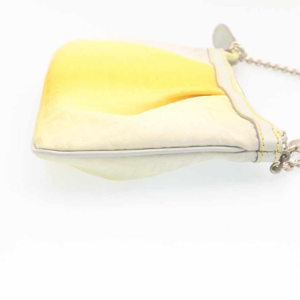 FENDI Zucchino Canvas Chain accessories Pouch Nylon Yellow am1038g