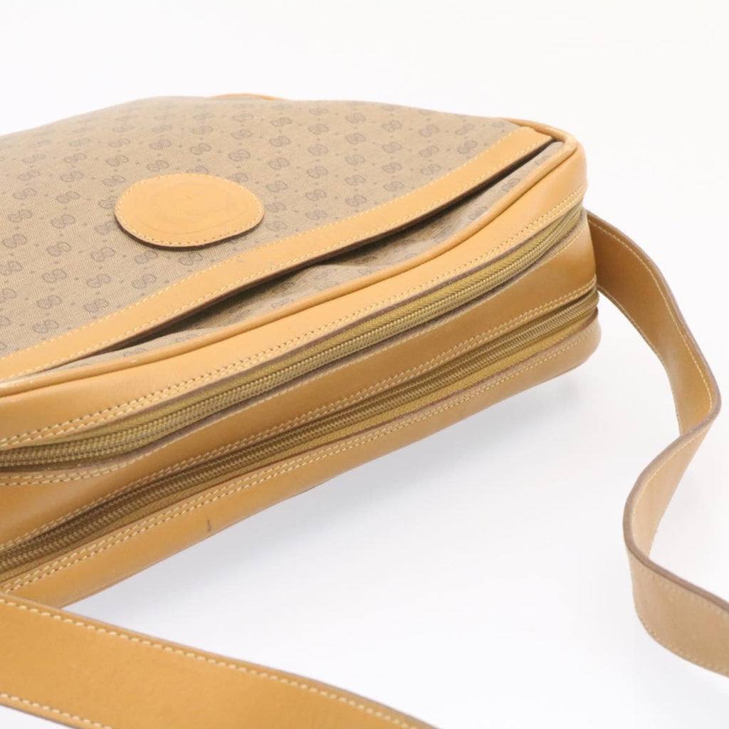 GUCCI Micro GG Canvas Cross body Shoulder Bag PVC Leather Beige am1195g