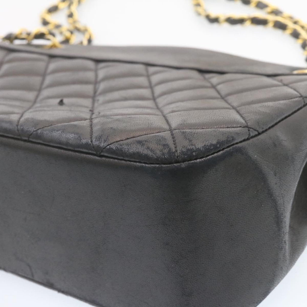 CHANEL Lamb Skin Matelasse Chain Shoulder Bag Black CC am1201gA