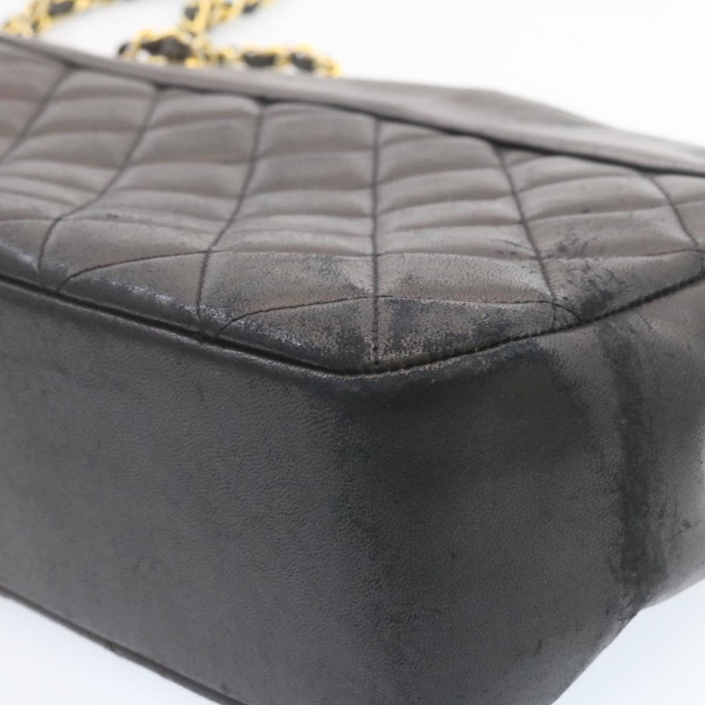 CHANEL Lamb Skin Matelasse Chain Shoulder Bag Black CC am1201gA