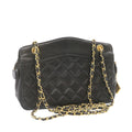 CHANEL Lamb Skin Matelasse Chain Shoulder Bag Black CC am1201gA