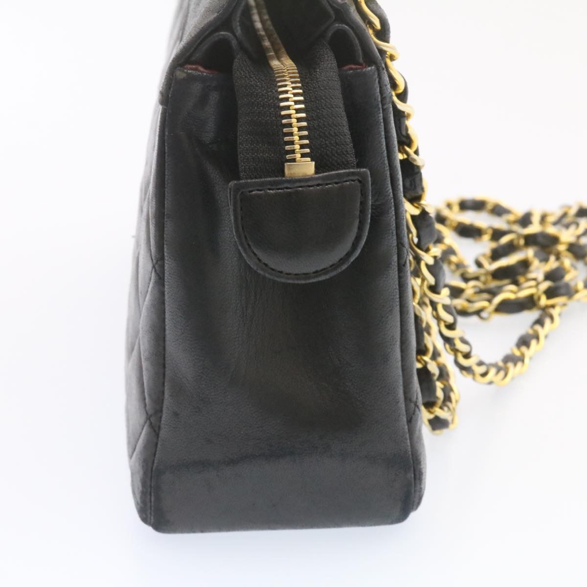 CHANEL Lamb Skin Matelasse Chain Shoulder Bag Black CC am1201gA
