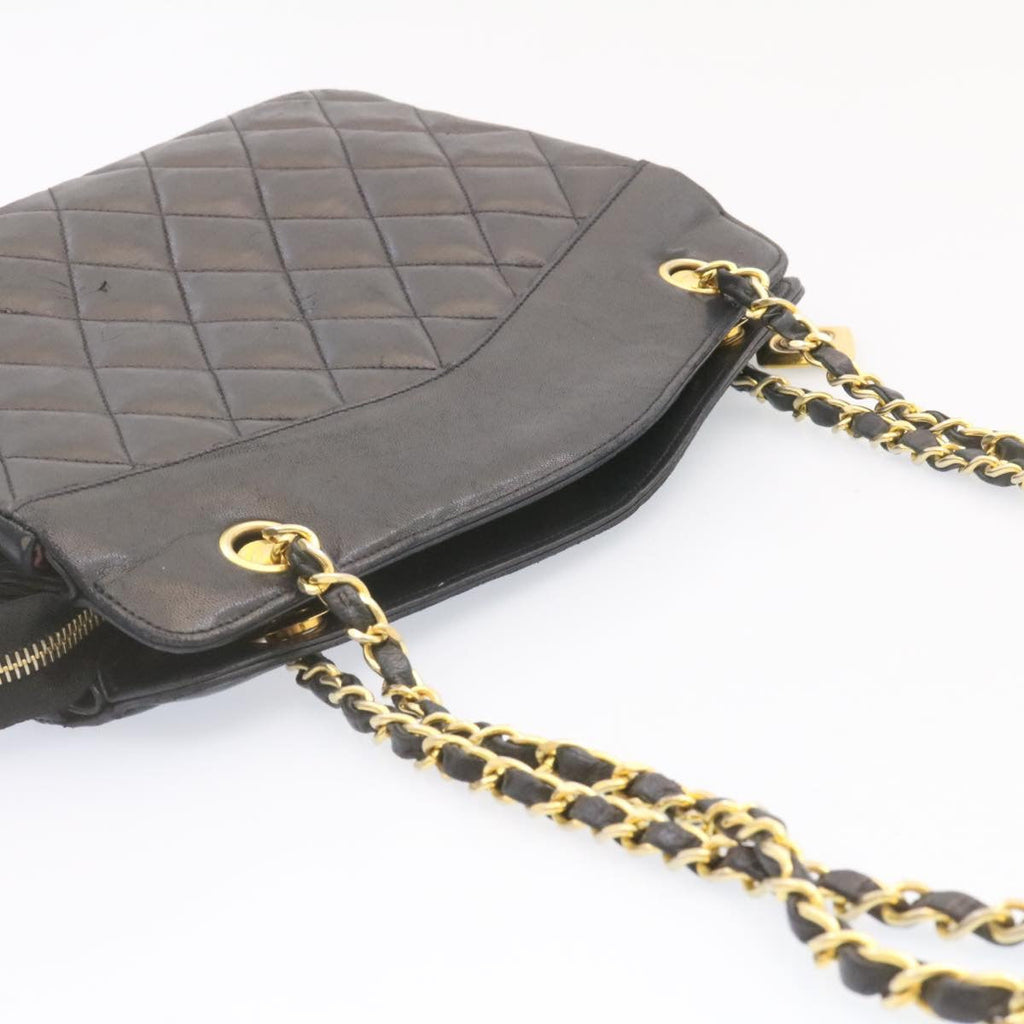 CHANEL Lamb Skin Matelasse Chain Shoulder Bag Black CC am1201gA