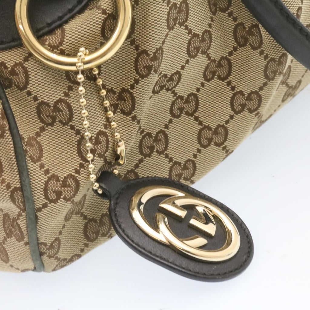 GUCCI GG Canvas Tote Bag 2way Beige Black am1226g