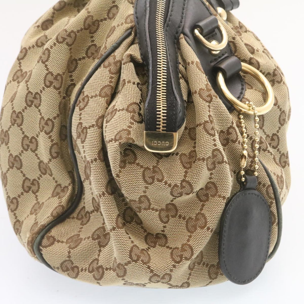 GUCCI GG Canvas Tote Bag 2way Beige Black am1226g
