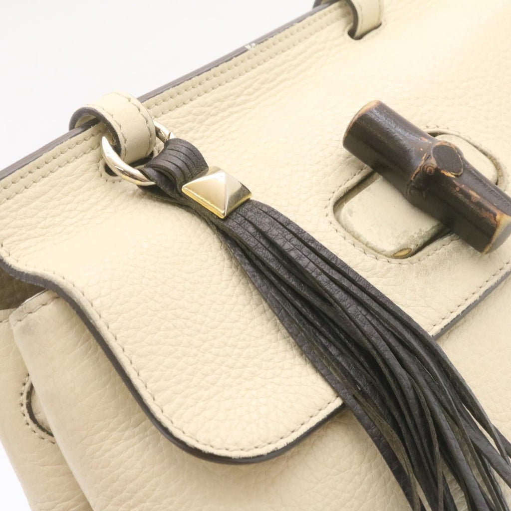 GUCCI Bamboo Turn Lock 2Way Hand Bag White am1235g