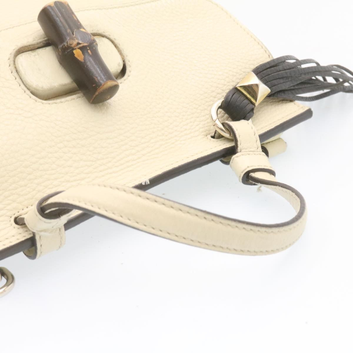 GUCCI Bamboo Turn Lock 2Way Hand Bag White am1235g