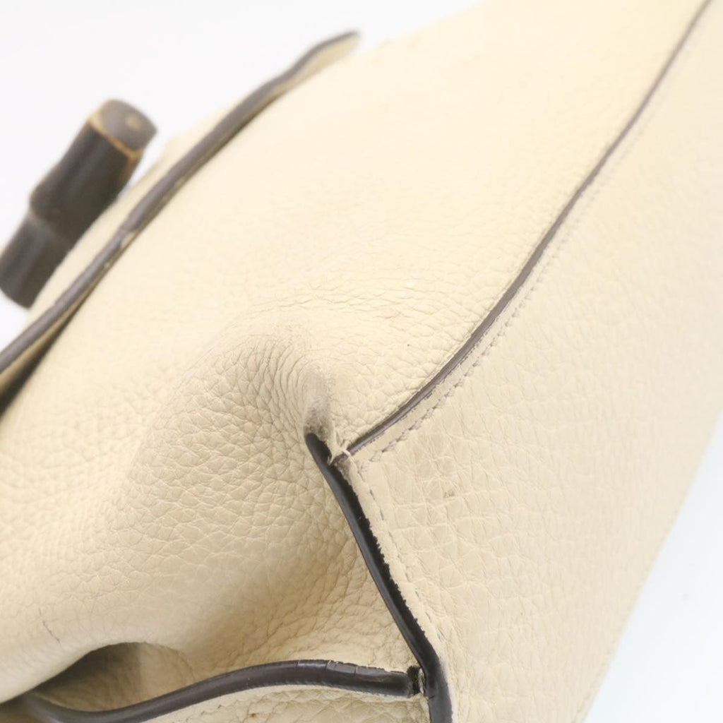 GUCCI Bamboo Turn Lock 2Way Hand Bag White am1235g
