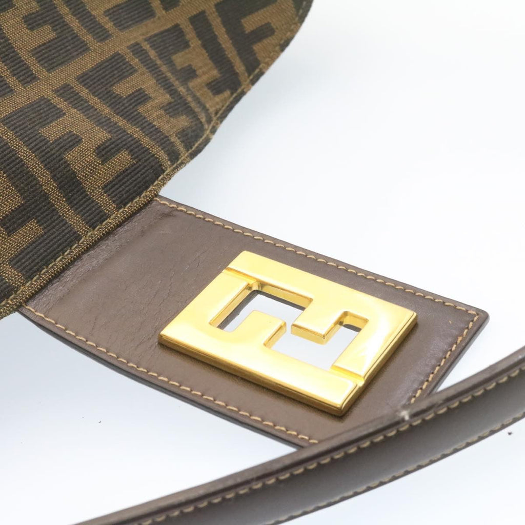 FENDI Zucca Canvas Shoulder Bag Black Brown am1243g