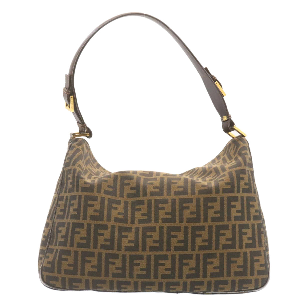 FENDI Zucca Canvas Shoulder Bag Black Brown am1243g