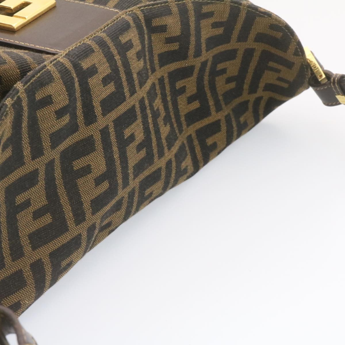 FENDI Zucca Canvas Shoulder Bag Black Brown am1243g