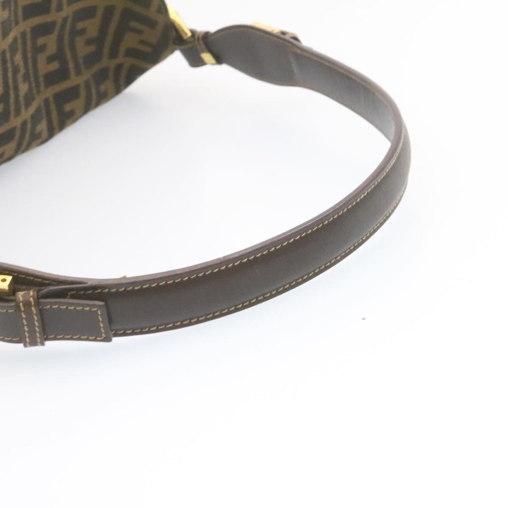 FENDI Zucca Canvas Shoulder Bag Black Brown am1243g