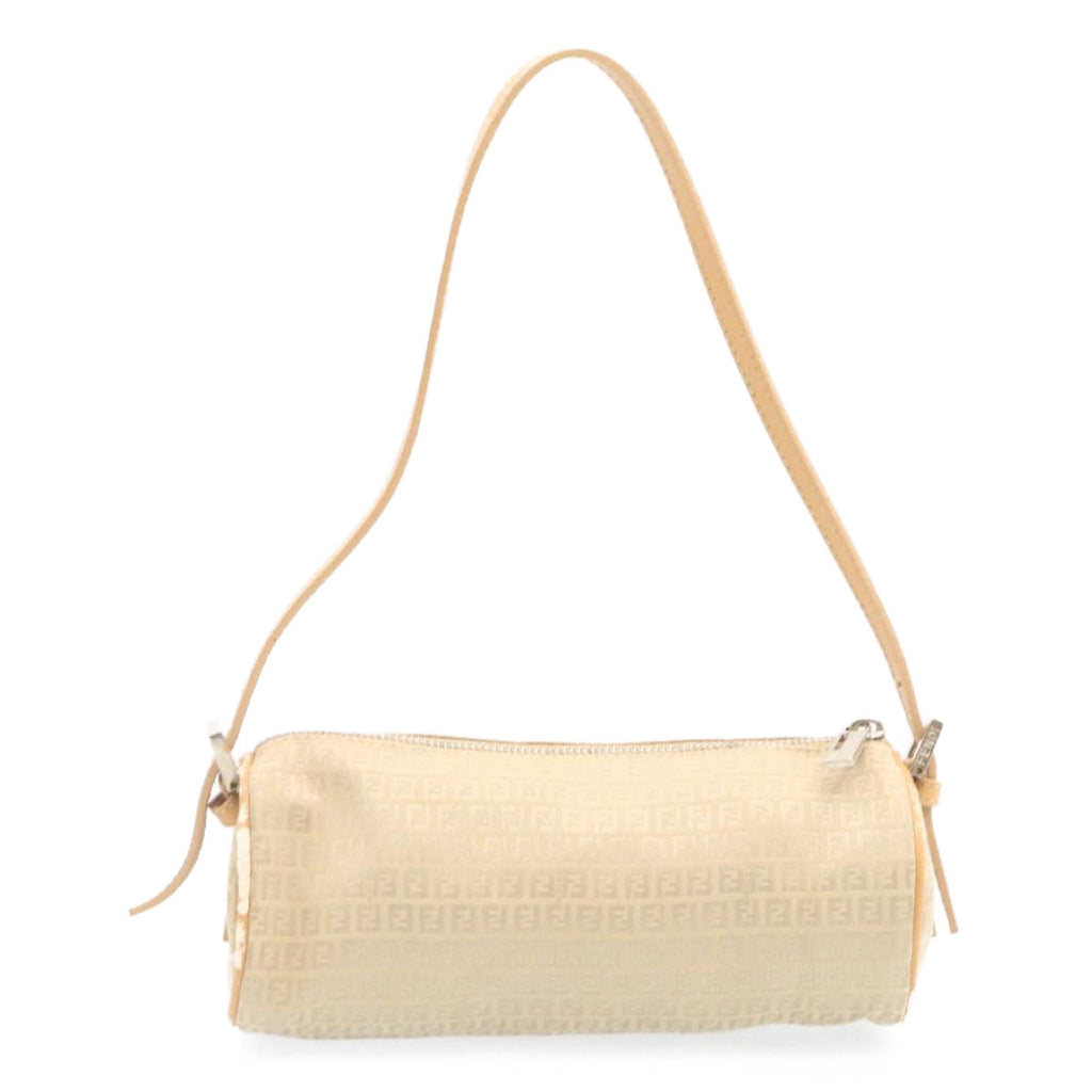 FENDI Micro Zucca Canvas Accessory Pouch Beige Auth am1285g
