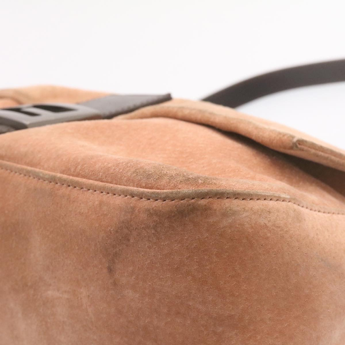 FENDI Mamma Baguette Shoulder Bag Suede Pink am1493g