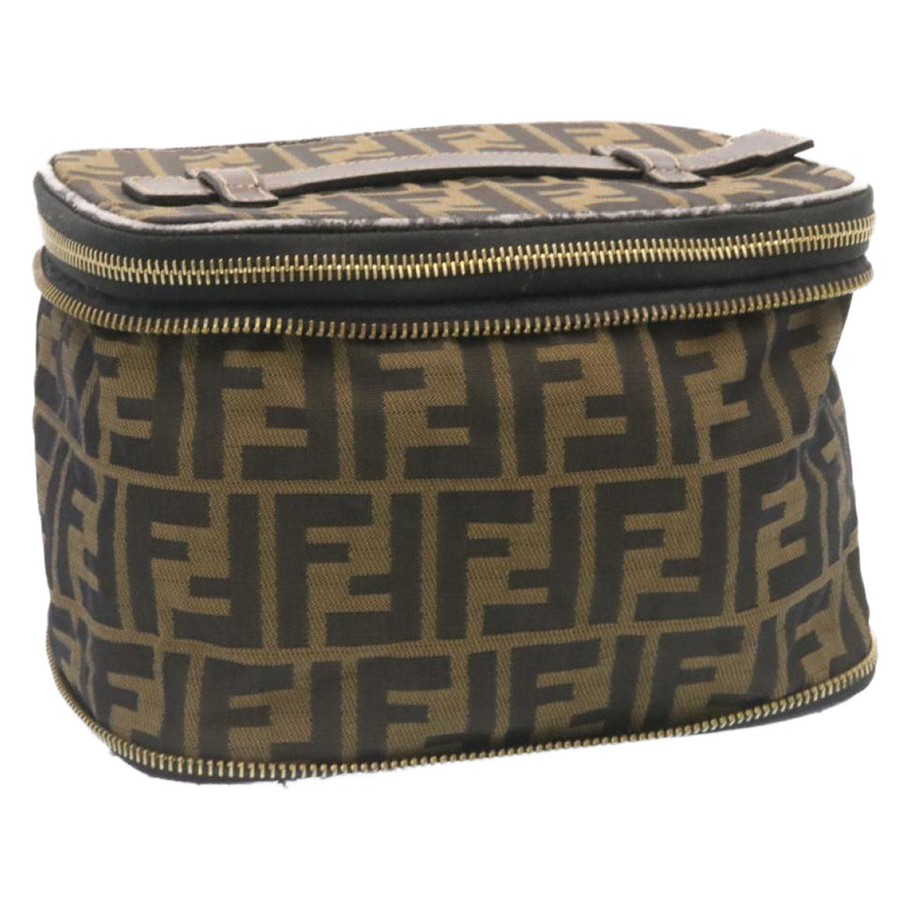 FENDI Zucca Canvas Vanity Cosmetics Pouch Brown Black am1599g
