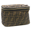 FENDI Zucca Canvas Vanity Cosmetics Pouch Brown Black am1599g